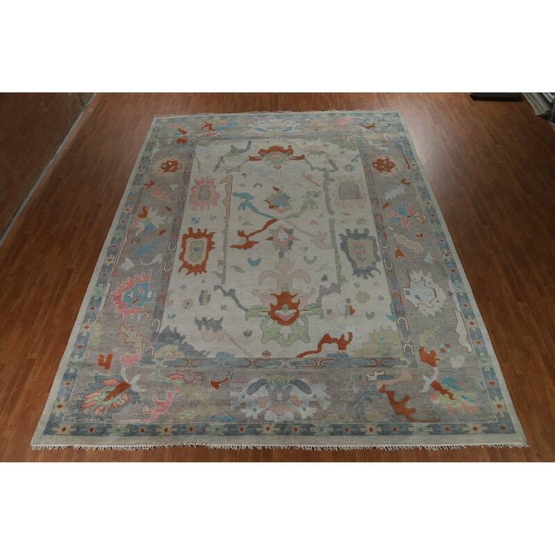 Oushak Indian Large Rug Hand-Knotted Wool Carpet - 11'9" x 15'0"