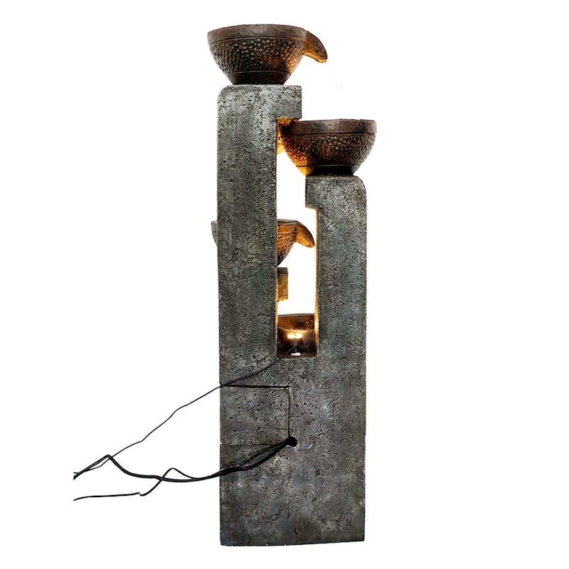 4-Tier Outdoor Water Fountain with Led Lights