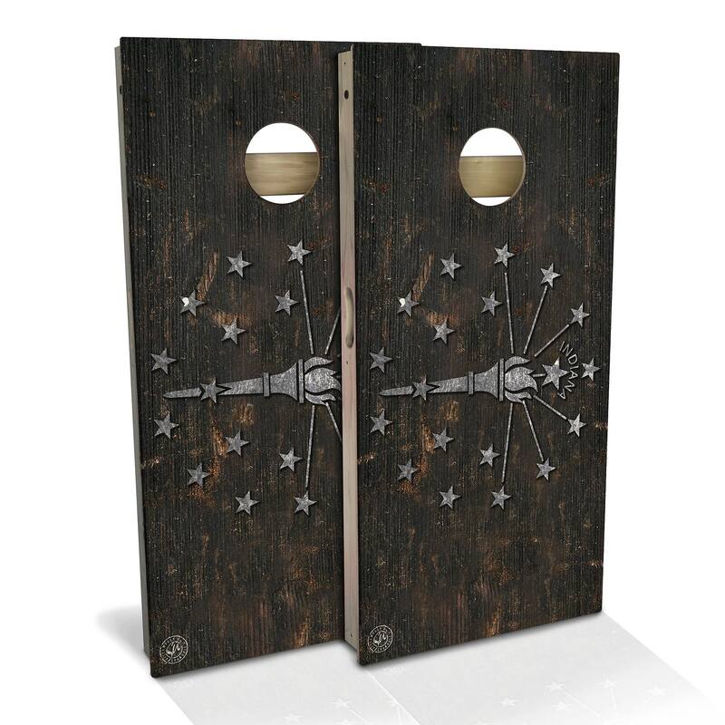 Indiana Flag Rustic Outdoor Cornhole Board Set - Backyard 2x4 - NO Accessories