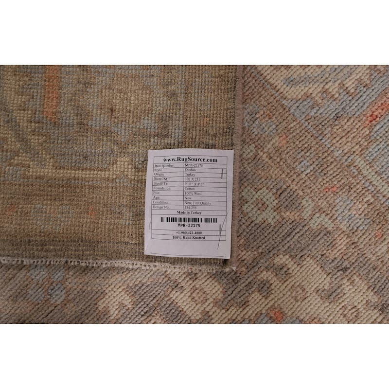 Vegetable Dye Oushak Oriental Area Rug Handmade Wool Carpet - 8'3" x 9'11"
