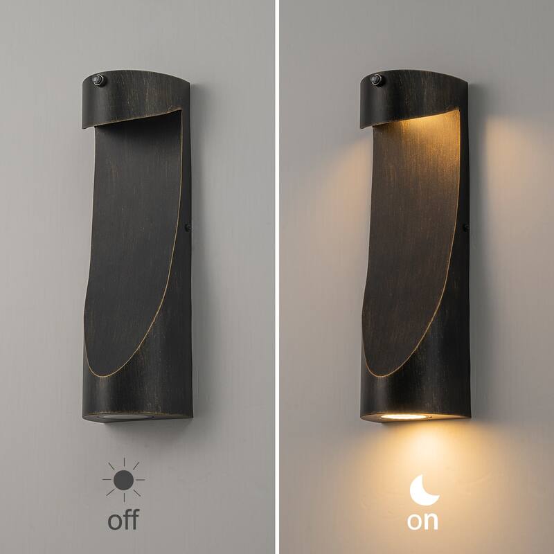 2-Light 15" Outdoor Linear Integrated LED Wall Sconce with Dusk to Dawn Sensor - H15" x D3.5"