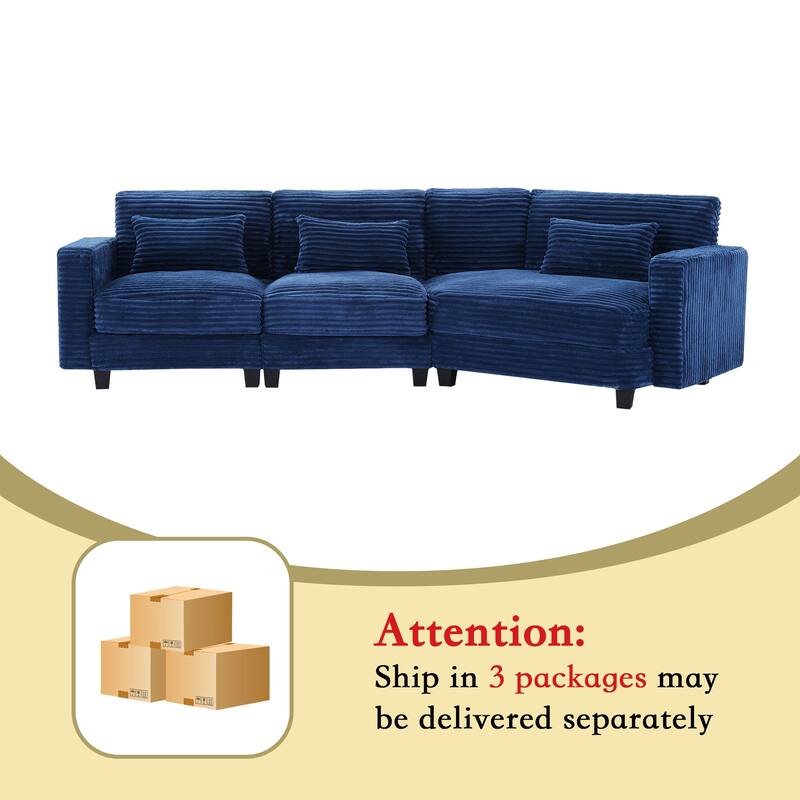 Multi-seat(3/4/5 seats) Corduroy Sectional Sofa, Modular Couch for Living Room & Business