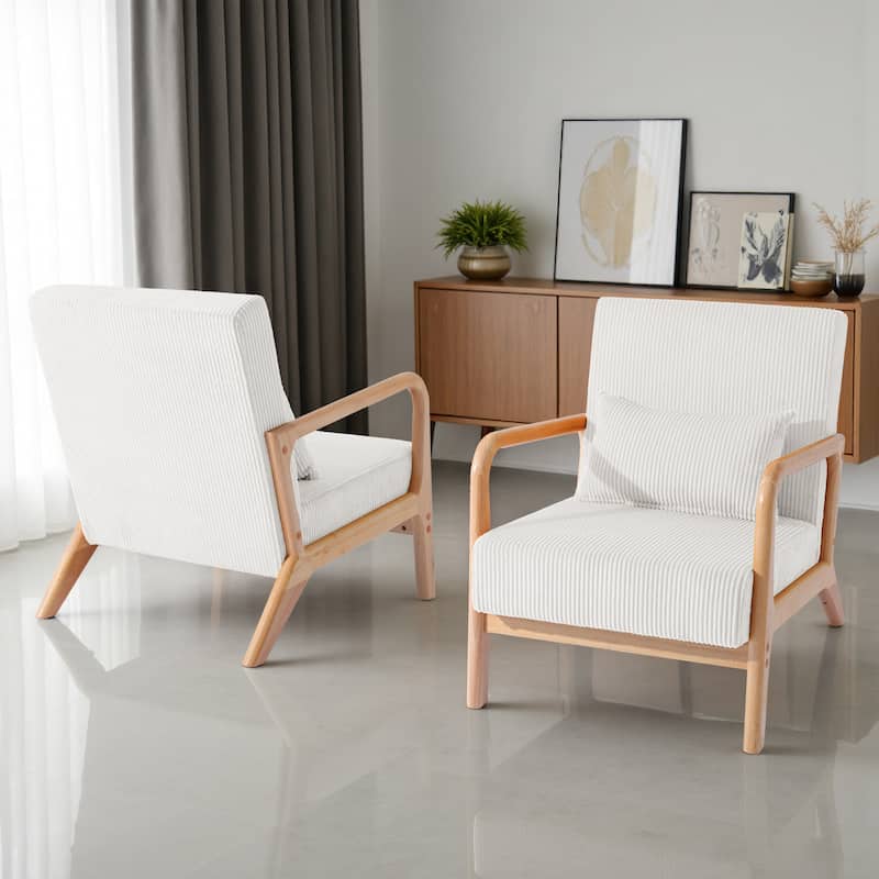 Set of 2 Mid-Century Upholstered Accent Chair with Cushion
