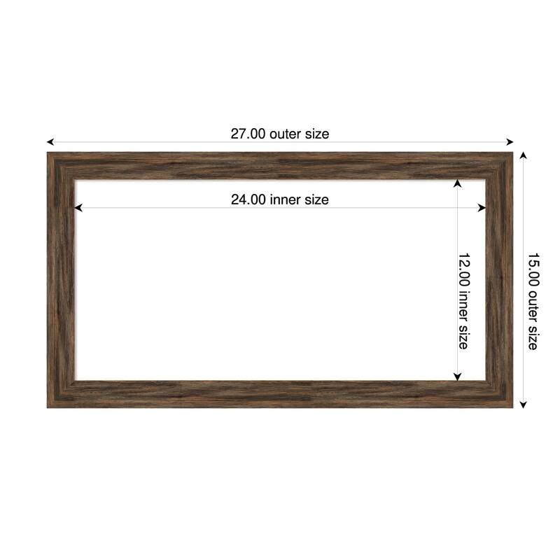 Amanti Art Regis Barnwood Grey Narrow Framed Dry Erase Magnetic Board - 27 x 15 in - Regis Barnwood Mocha Narrow