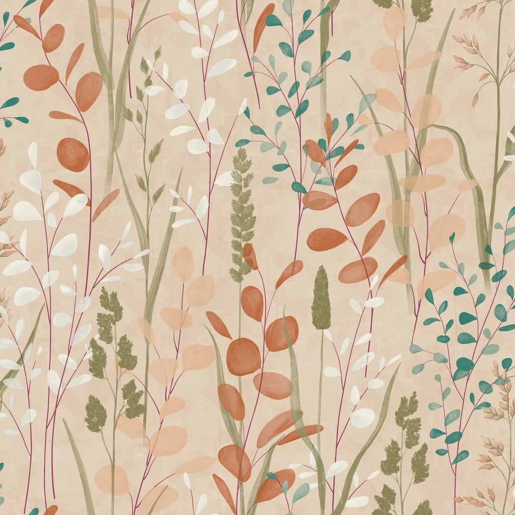 Galerie Wallcoverings Karuna Collection Meadow Leaf Matte Finish Vinyl on Non-woven Wallpaper Roll