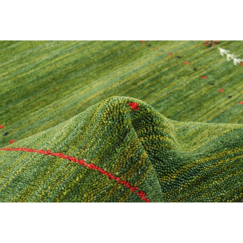 ECARPETGALLERY Hand Loomed Kashkuli Gabbeh Green Wool Rug - 2'7 x 7'10