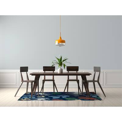 Watercolor Leaves Fall Design Chenille Area Rug