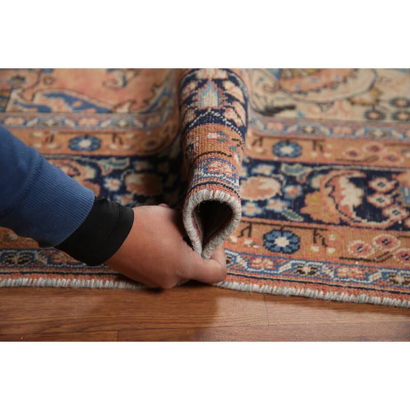 Hand Knotted Oriental 100% Wool Carpet Traditional Floral Oranges & Rust Mashad Area Rug - 9' 7'' X 6' 6''