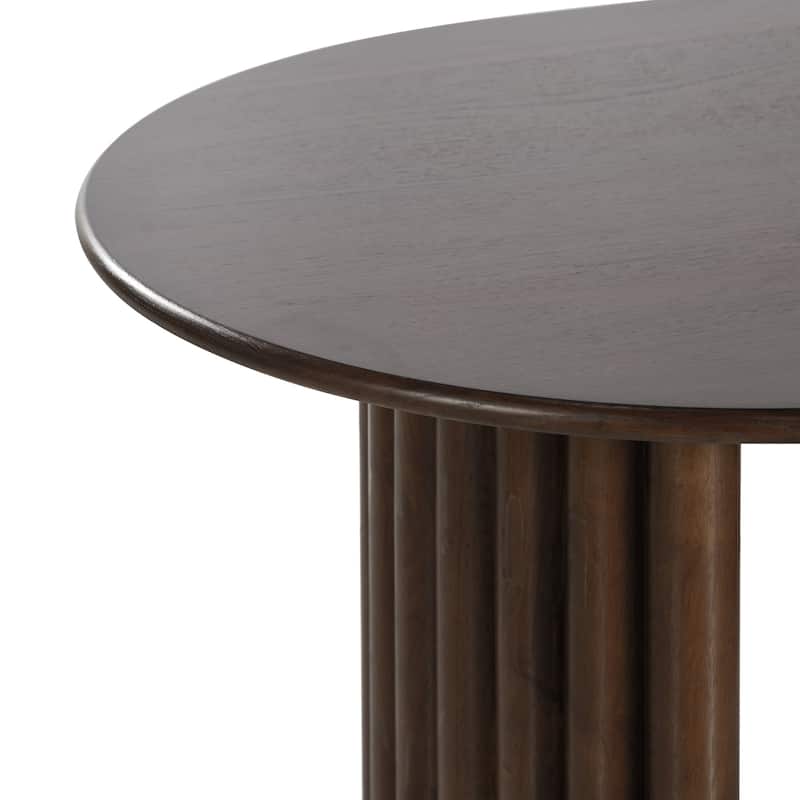HomeRoots 67" Walnut Solid Wood Double Pedestal Base Oval Dining Table - 67.00 in. x 30.00 in. x 33.50 in.