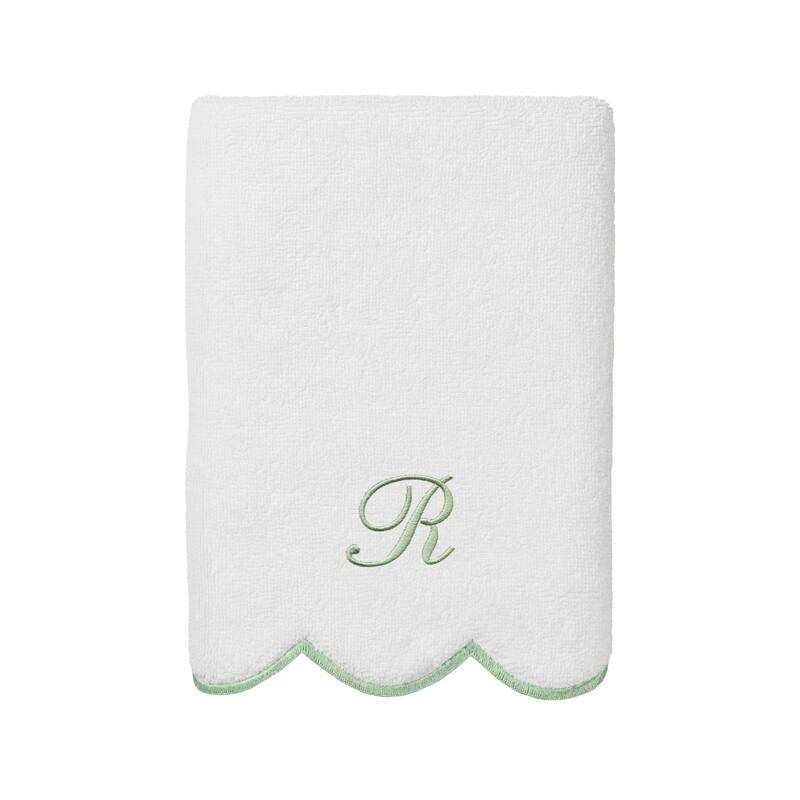 Authentic Hotel and Spa 100% Turkish Cotton Green ADORNIA Scallop Personalized 3 Piece Towel Set - 3 Piece Set