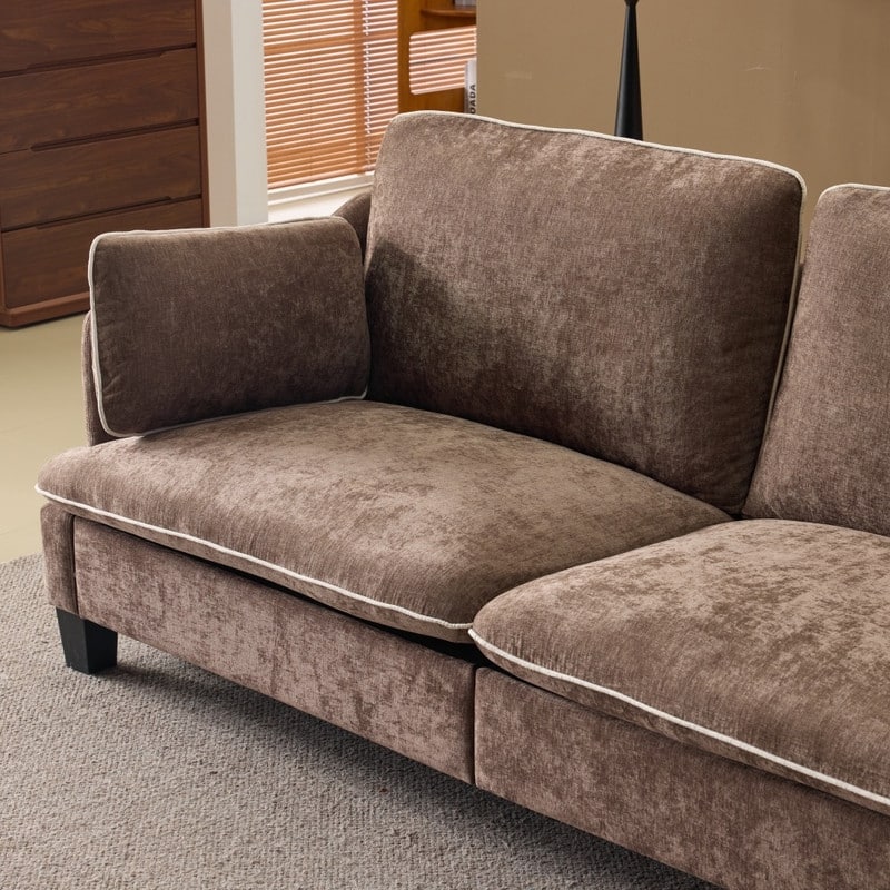Transitional Loveseat Piped T-Cushions & Linen Blend