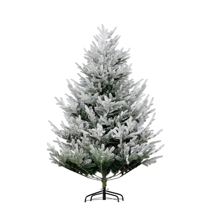 6 ft Green Plastic PE Steel Nordic Pine Christmas Tree with Snow and 795 Tips - 54" Dia. x 72" H - Green