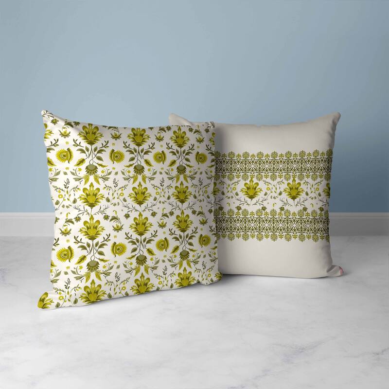 Breezy Botanicals Faux Suede Reversible Throw Pillow Green
