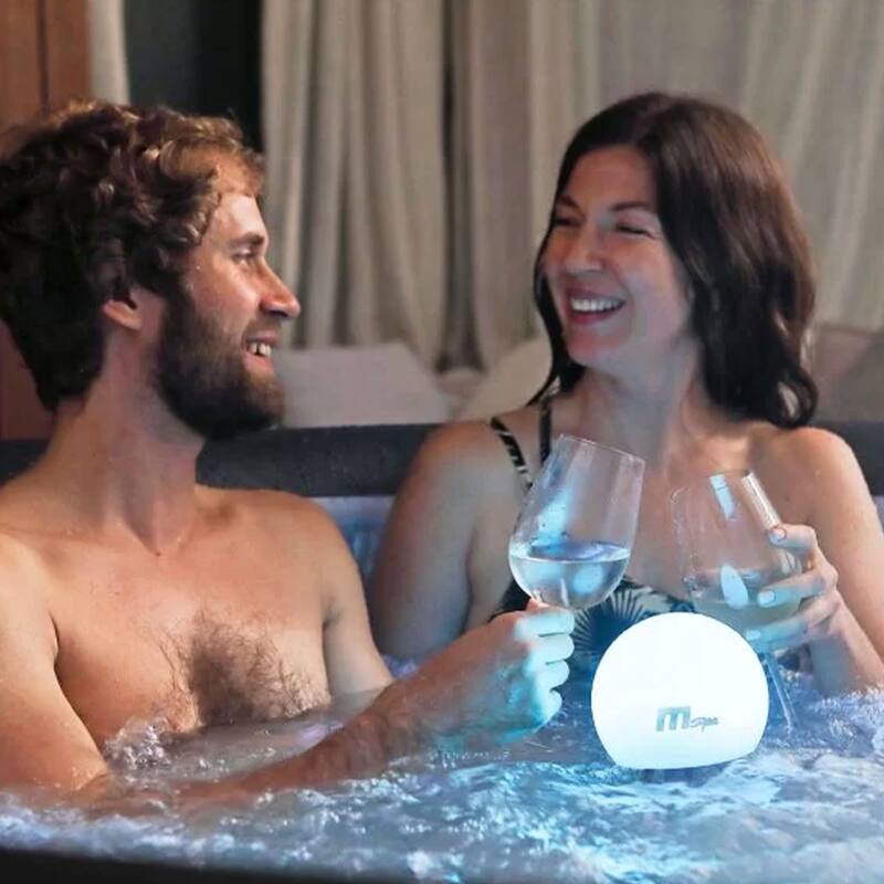 MSpa Round Inflatable Bubble Spa, 4 to 6 Person Hot Tub with LED Lights, Aurora - 73.9