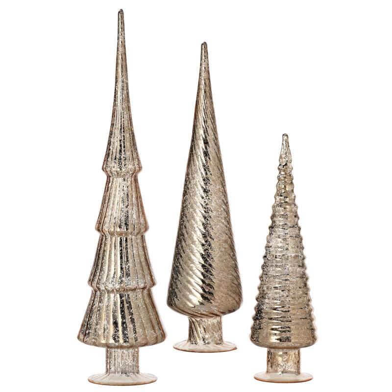 12/15/18" Mercury Glass Tree Trio Set of 3