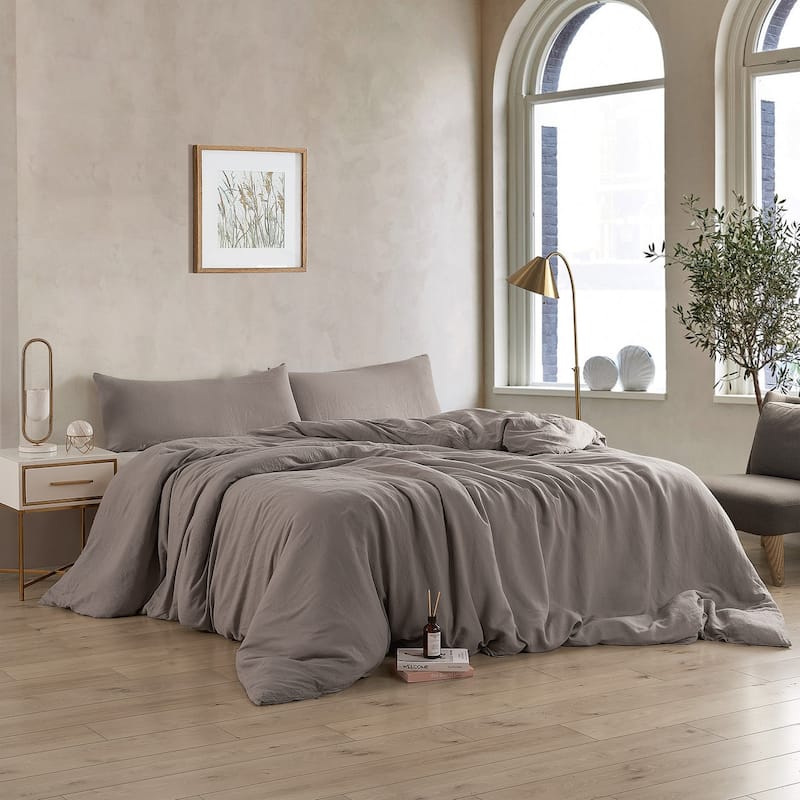 Dark Sky Reserve® - Bamboo Linen Oversized Duvet Cover - Portugal Made - Driftwood Taupe - Queen