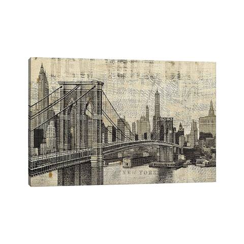 iCanvas "Vintage NY Brooklyn Bridge Skyline " by Michael Mullan Canvas Print