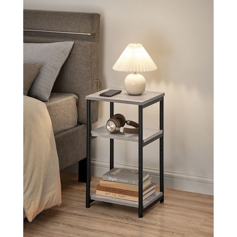 Wood Modern Small End Table with Storage Shelf - 11.8"D x 13.4"W x 22.8"H