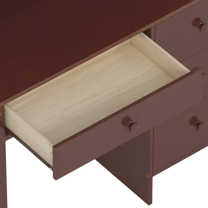 40" Home Executive Desk and Chair Set with 4 Drawers, Retro Computer Desk Office Table Study Desk with Storage Bookshelf