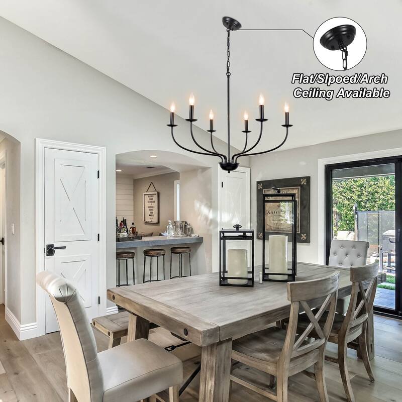 6-Light Vintage Candle Chandelier Light for Dining Room Bedroom Kitchen