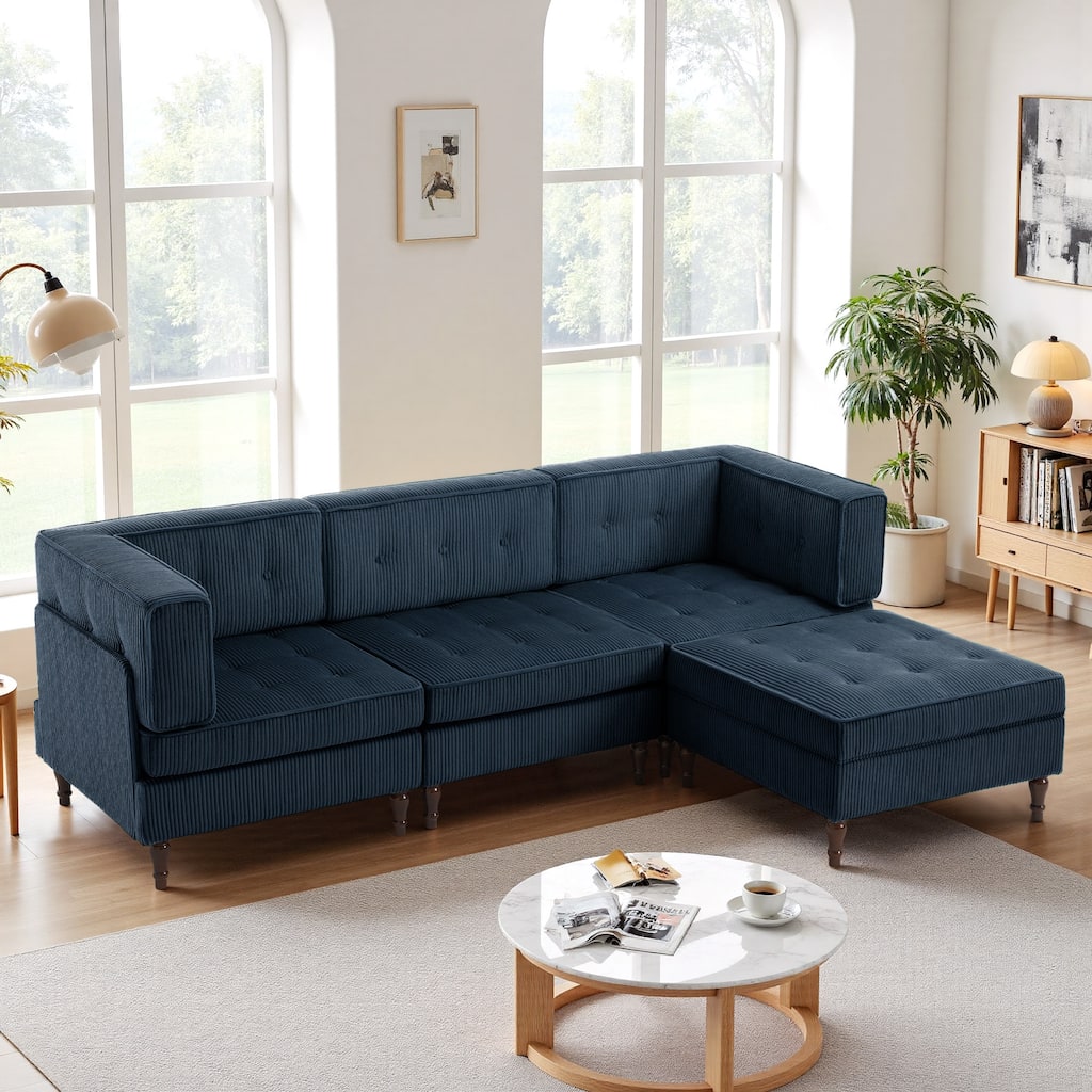 Oversized Sofa Corduroy Tufted Modular Sectional Set