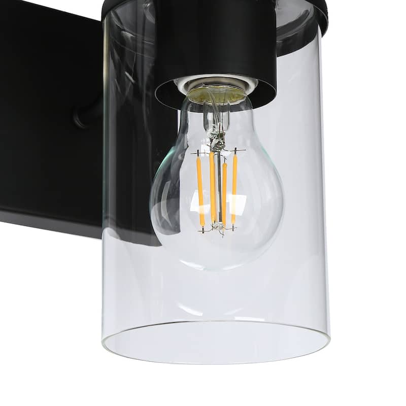 Modern Industrial 3-Light Bathroom Vanity Light Black Glass Wall Sconces - W 21.7" x D 3.9" x H 8.9"