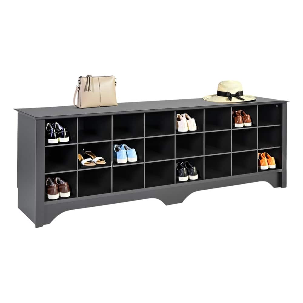 Prepac 24 pair Shoe Storage Cubby Bench, Multiple Finishes