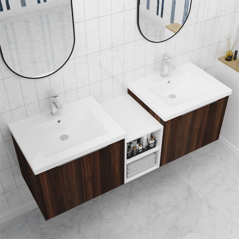 ARTCHIRLY 24/36/48/60/72/84 Inch Bathroom Vanity with Sink, Floating Bathroom Vanity with Soft Close Door and Shelf
