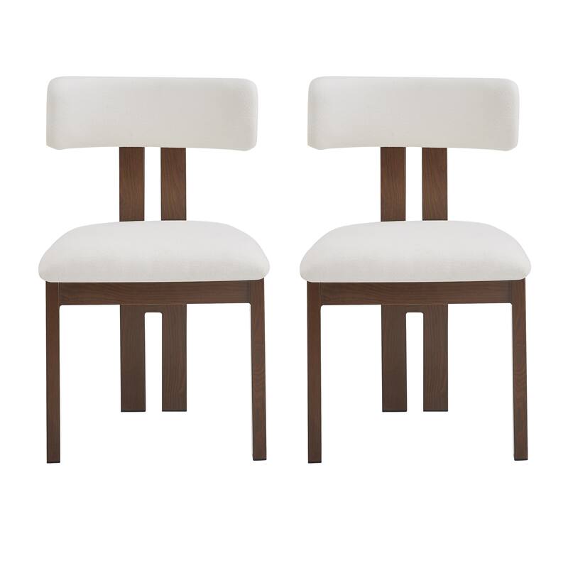 Dining Chairs Set of 2, Armless Dining Chairs with U-shaped Backrests & Metal Legs, Upholstered Lounge Chair for Kitchens