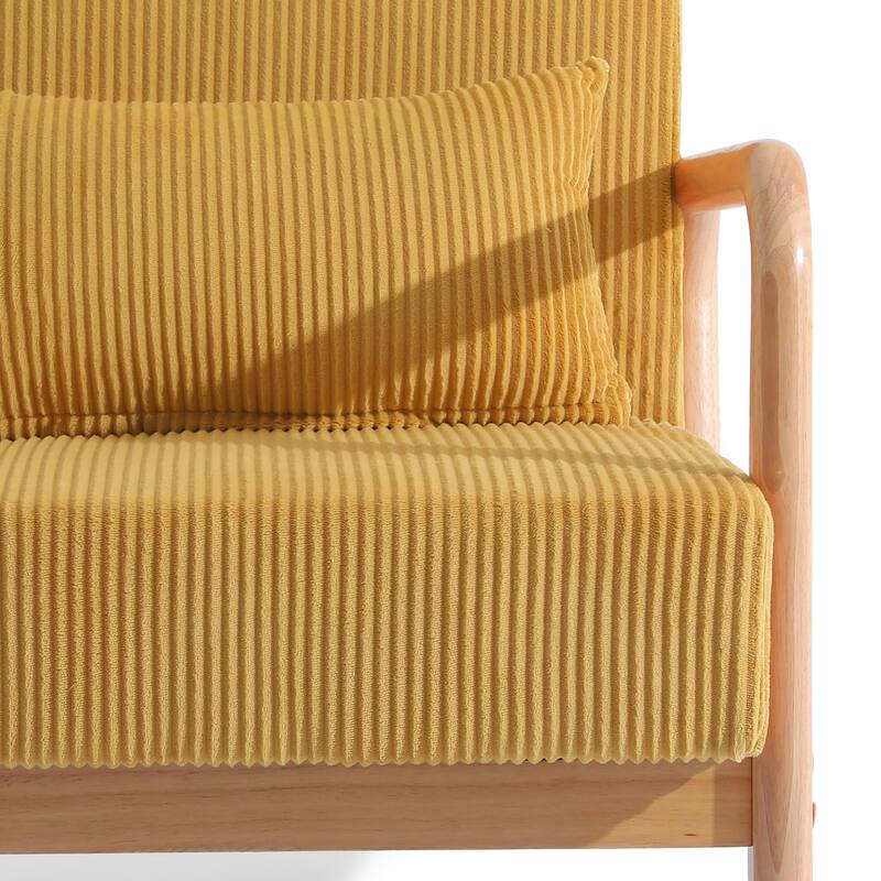 25" W Mid Century Upholstered Wood Accent Chair with Pillow
