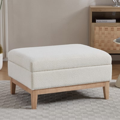 33.9"W Modern Storage Ottoman Bench with Wood Legs