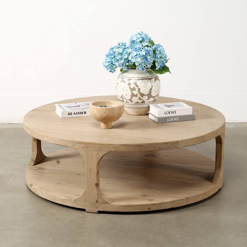 Wooden Round Coffee Table with Storage Approx. 48 inches