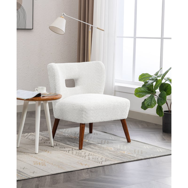 Porthos Home Hayle Sherpa Fabric Slipper Accent Chair with Rubberwood Legs