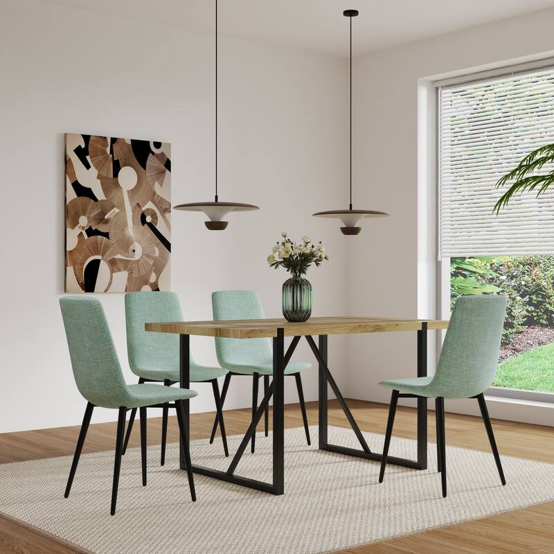 Set of 4 Modern Upholstered Dining Accent Chairs with Metal Legs