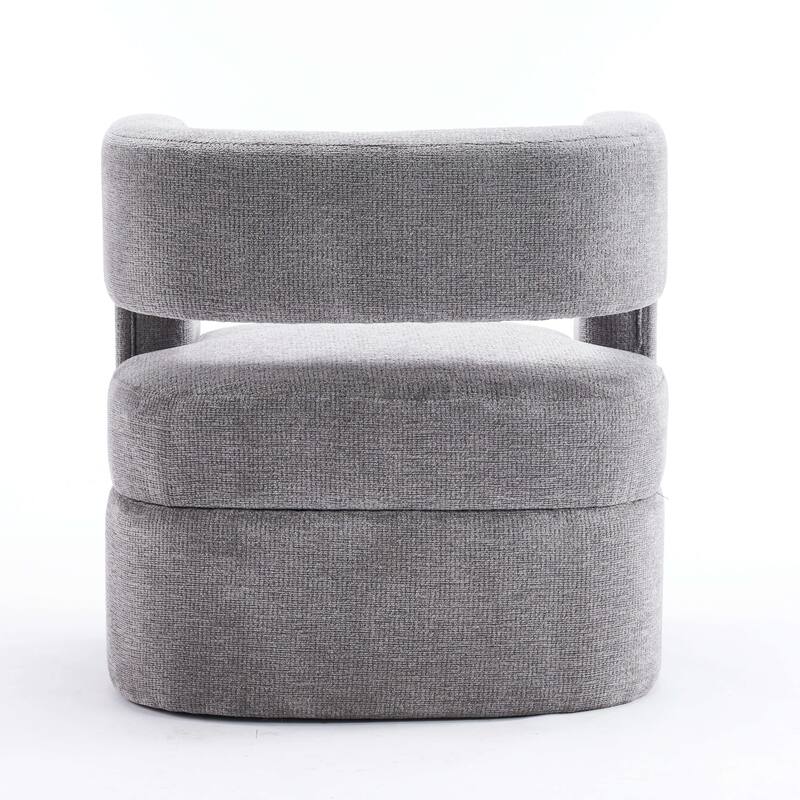 Set of 1 Square Barrel Shaped Boucle Upholstered Accent Armchair