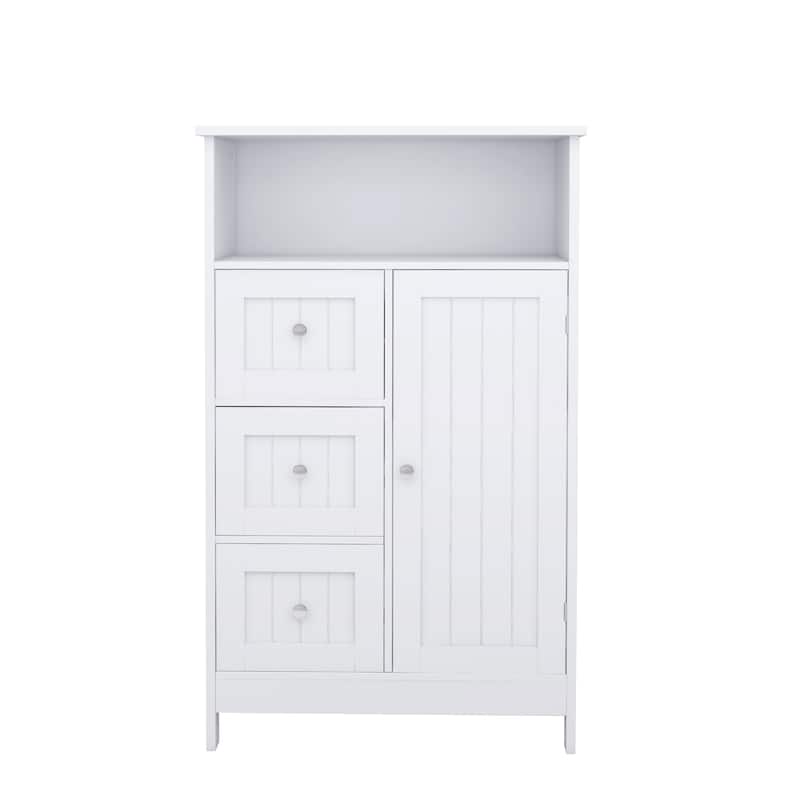 Anmytek 39''Tall Storage Cabinet with Drawers and Adjustable Shelf White Bathroom Entryway Organizer Narrow
