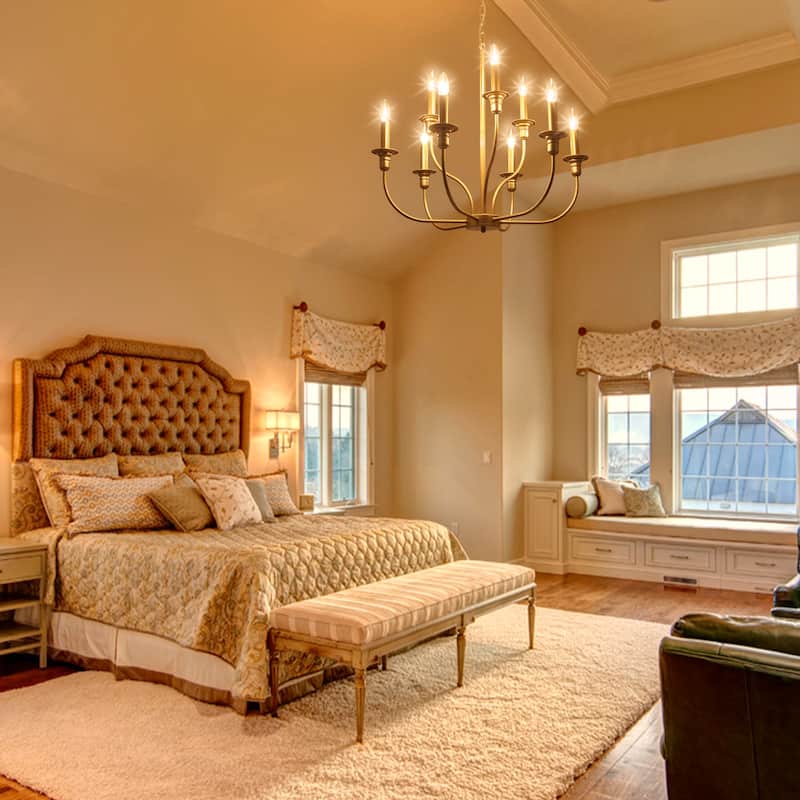 9-Light Candlestick Farmhouse Chandelier for Bedroom Living Room Staircase