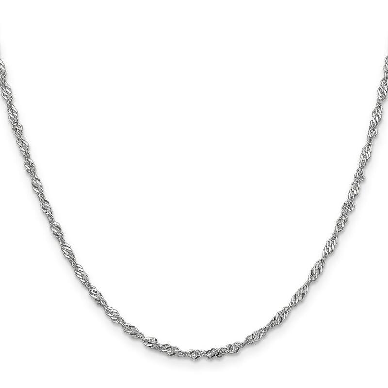 Curata 14k White Gold Solid 2.0mm Diamond-cut Singapore Chain Necklace (Lobster) Options: 16 18 20