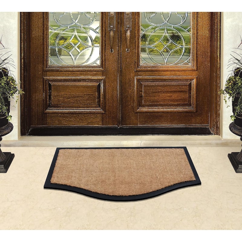 A1HC Rubber and Coir Door Mat Floral Border Dirt Trapper Heavy Weight Doormat