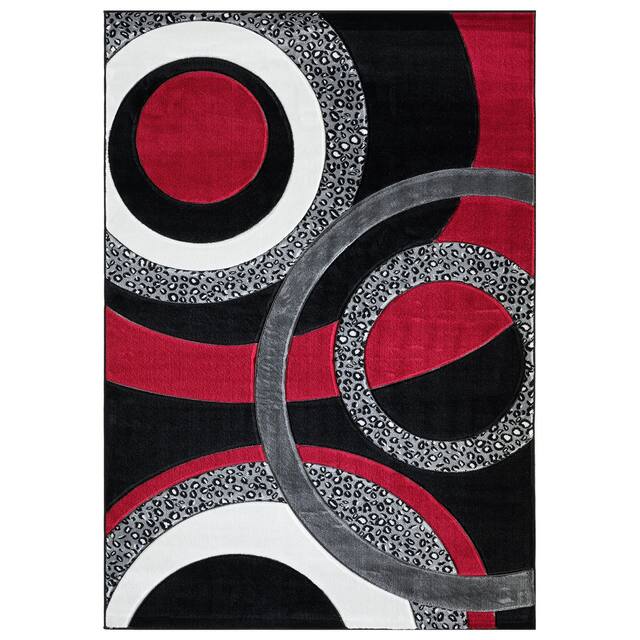 Orelsi Collection Abstract Area Rug - 8'1" x 10'5" - Black/Red