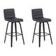 preview thumbnail 53 of 120, Skara Swivel Bar Stool, Upholstered Bar Height Chair with Bentwood Frame Set of 2 - Black Faux Leather & Black
