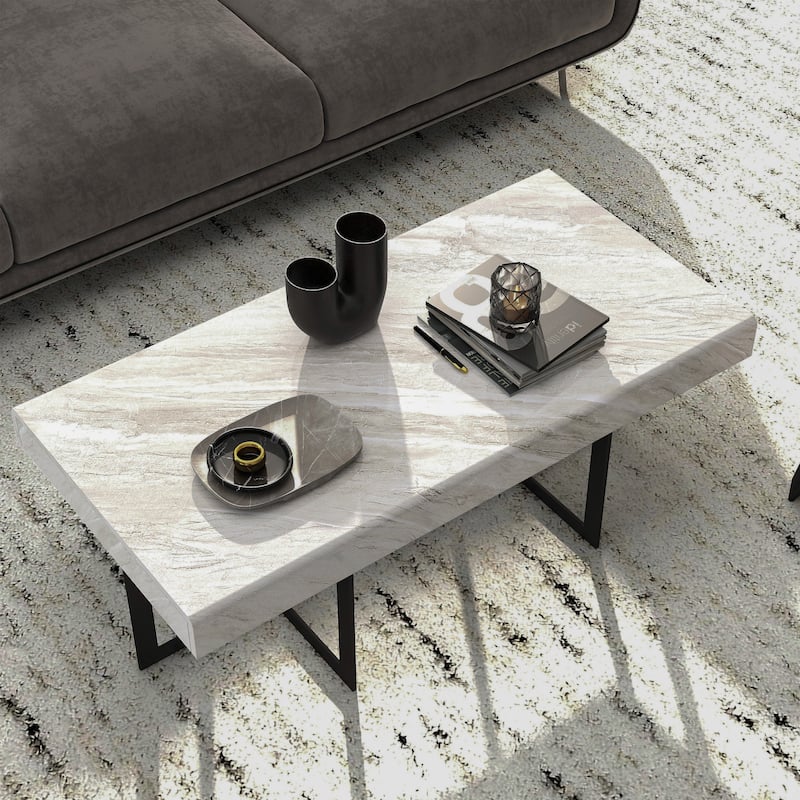 Granala Contemporary Grey 47-inch Faux Marble Coffee Table with Drawers by Furniture of America