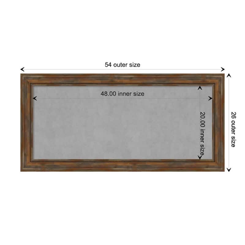 Amanti Art Alexandria Rustic Brown Framed Magnetic Board - Board Size 48x20