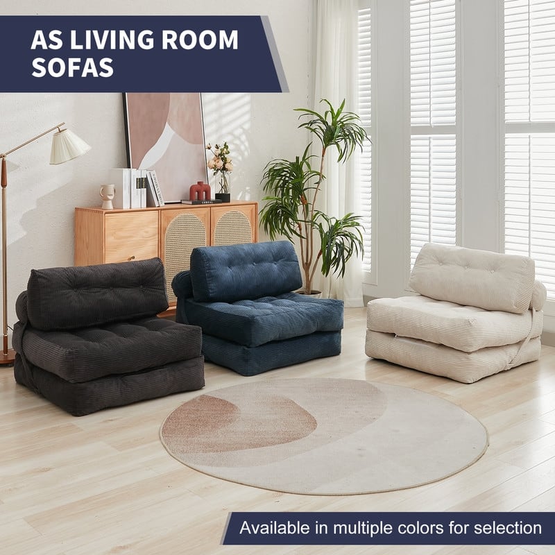 Mixoy W32''/W50'' Corded Velvet Fabric Folding Floor Lazy Futon Sofa Bed