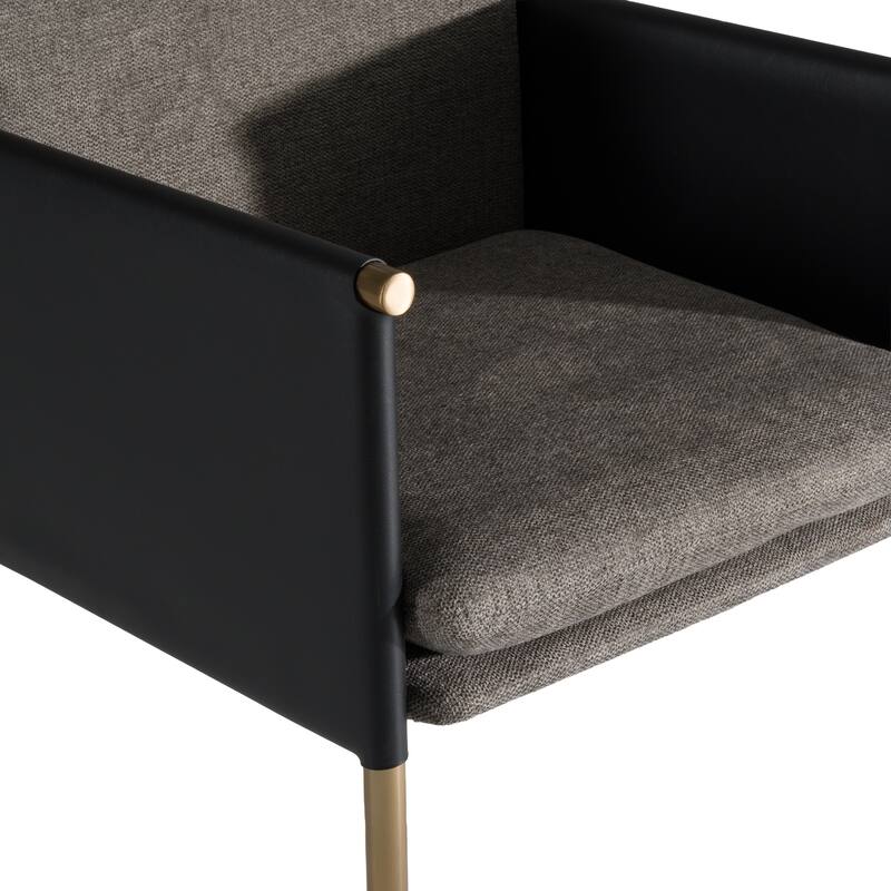 Modrest Engel Modern Dark Grey Vegan Leather + Grey Fabric + Antique Brass Dining Chair