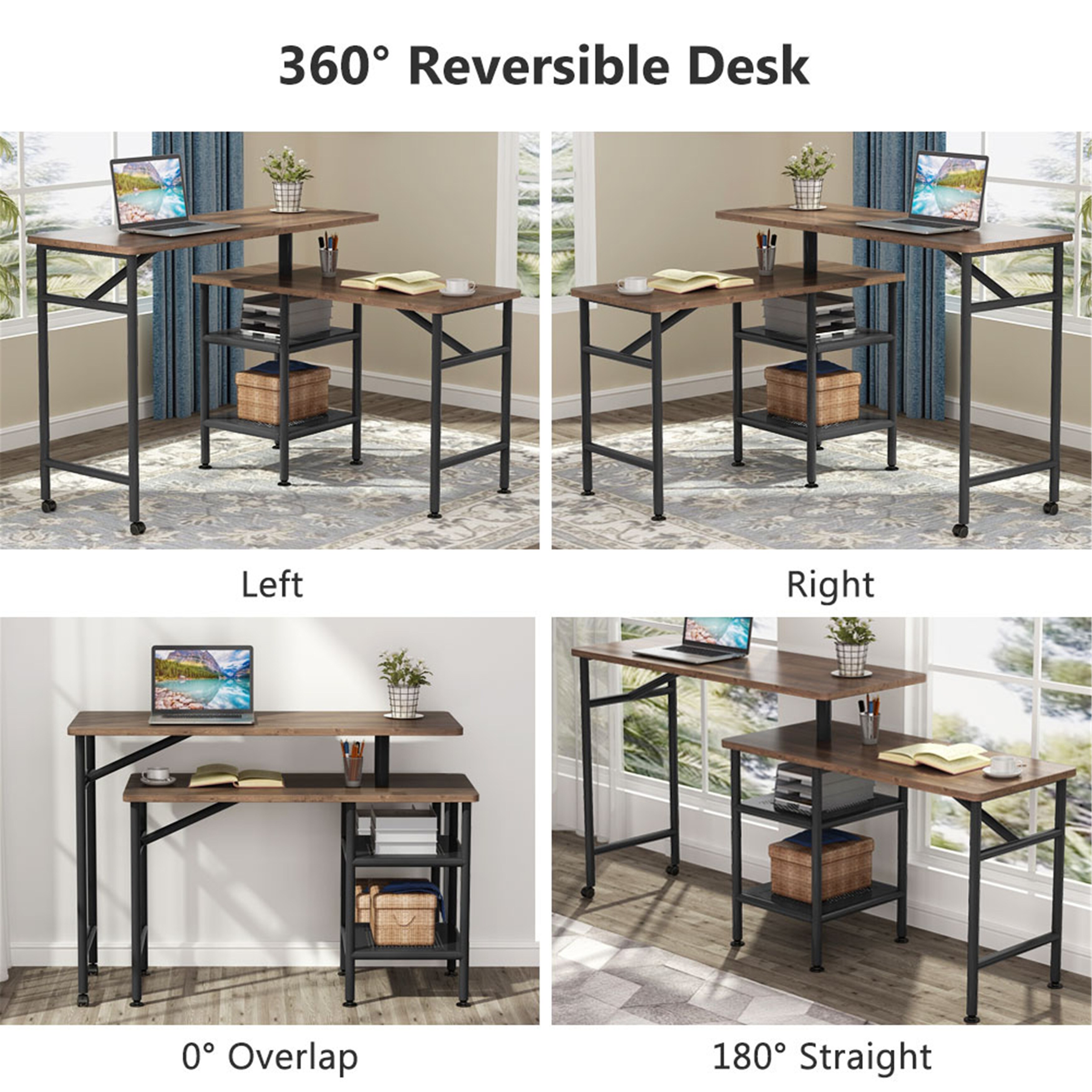 L Shaped Free Rotating Standing Desk Reversible Computer Desk Overstock 31944296