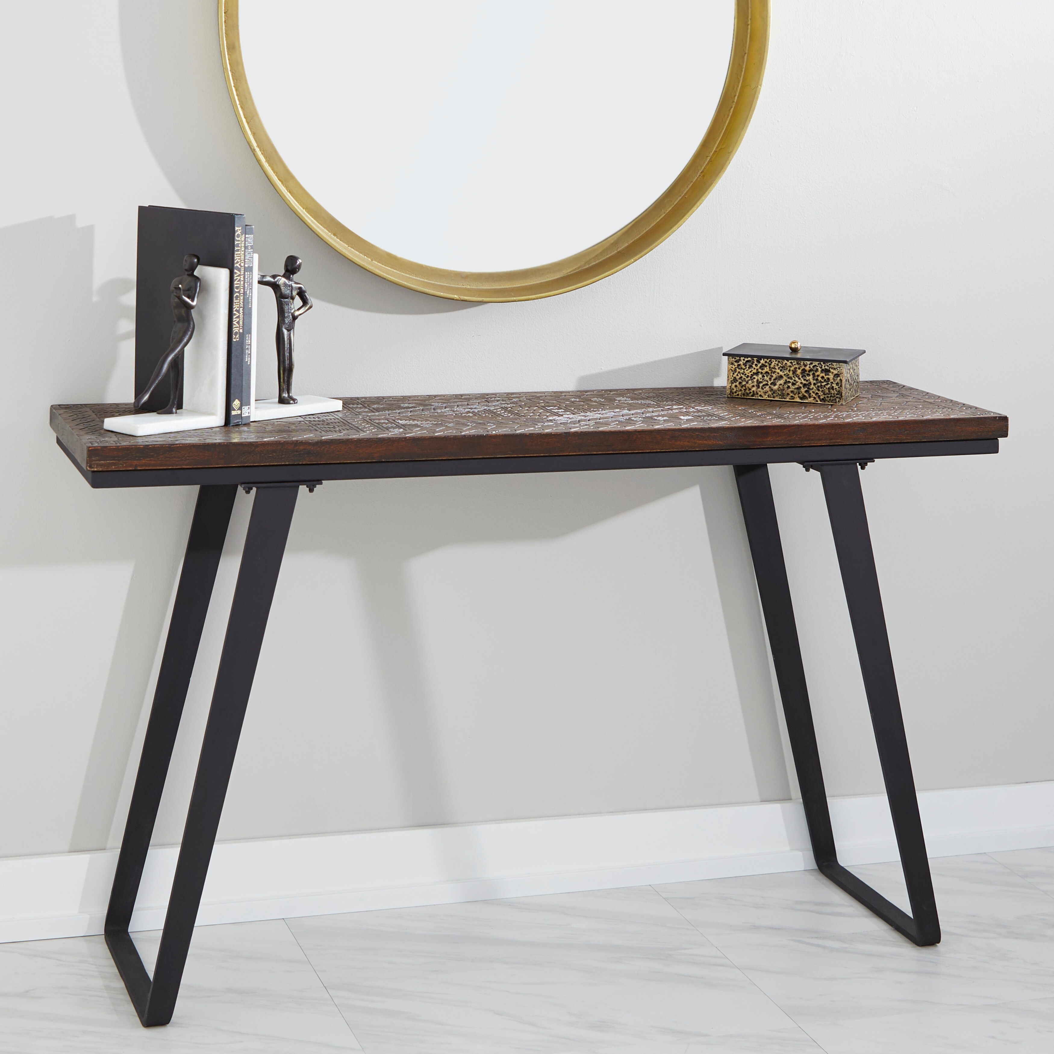 Decorative Carved Wood Console Table With Metal Base 55 X 31 5 55 X 16 X 32 Overstock 32114413