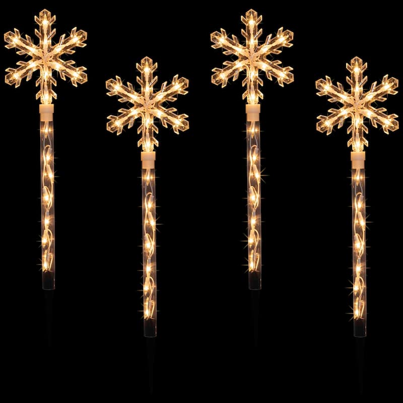 4ct Snowflakes Christmas Pathway Marker Lawn Stakes - Clear Lights