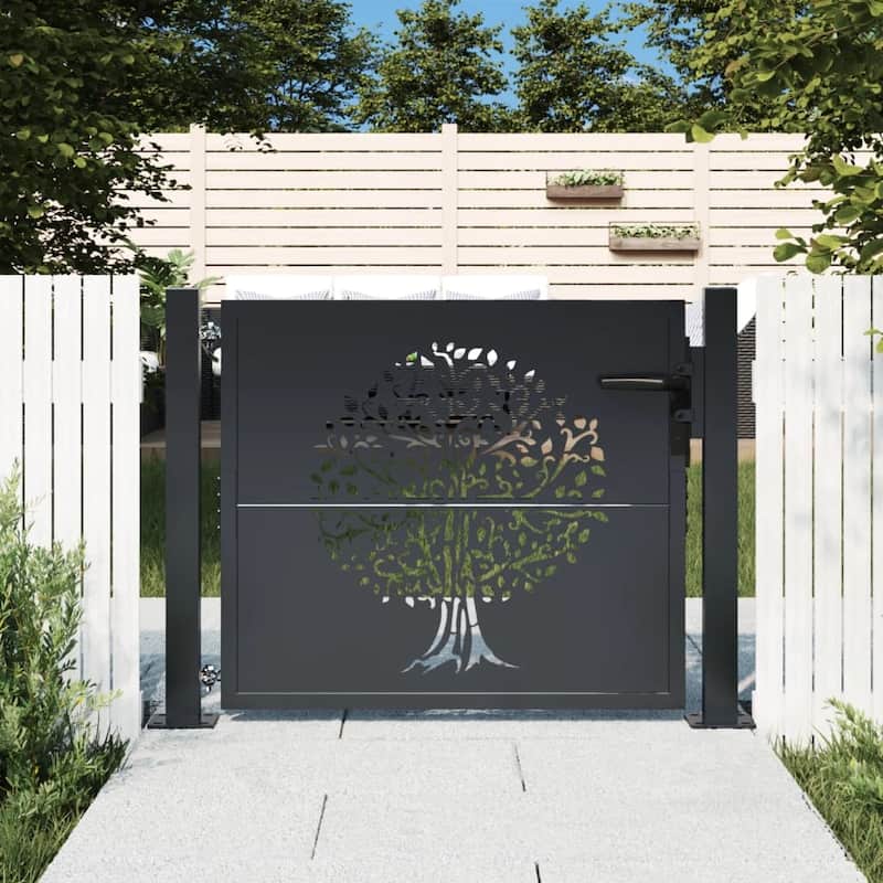 vidaXL Garden Gate Anthracite Steel Tree Design - 41.3" x 41.3"