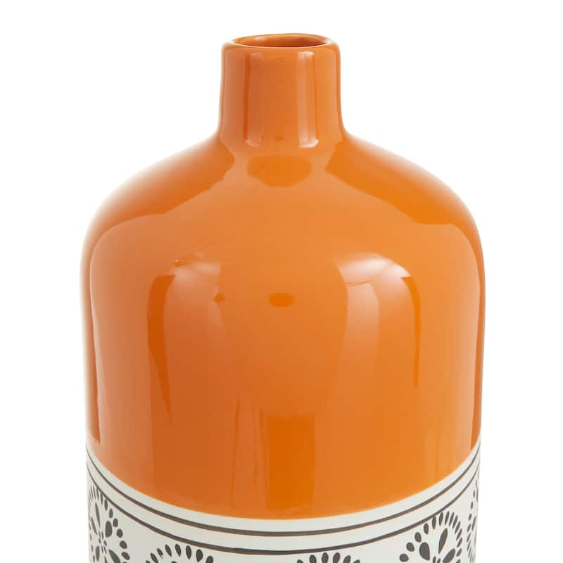White Ceramic Floral Vase with Orange Tops